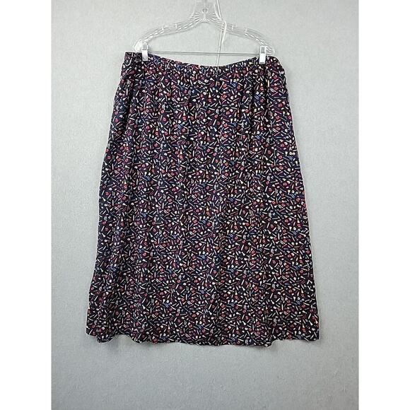 CJ Banks Black School Days Teacher Print Button Up Full Midi Rayon Skirt Plus 3X - Picture 6 of 11